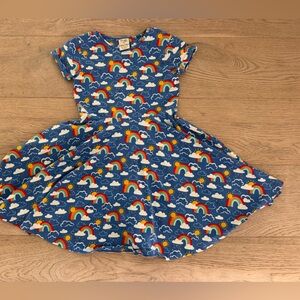 Frugi Organic Cotton Rainbow Skies Skater Dress in Blue 6-7